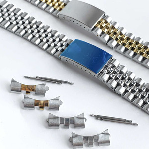 13mm 17mm 20mm Bracelet de montre bicolore en acier inoxydable argenté Style ancien Jubilé pour montre Date-just - Product Image 1