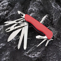 Couteau de poche pliable en acier inoxydable de qualité industrielle 11 en 1, lame de survie et de sauvetage en plein air, manche en plastique, garantie 1 an, OEM