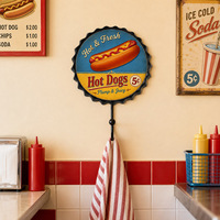 Support mural décoratif en métal imprimé motif hot-dog personnalisé, autocollant de réfrigérateur pour bouchons de bouteille, support robuste pour cuisine et salle à manger