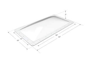 Claraboya de repuesto transparente para <span class=keywords><strong>autocaravana</strong></span> PC, con recorte de 30" x 14" y forma de cúpula, para caravana, remolque, quinta rueda y camión - Product Image 2