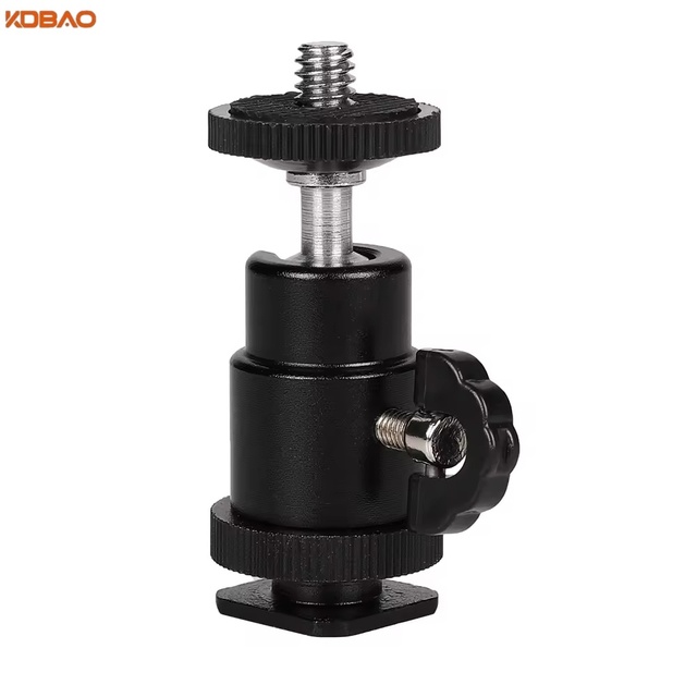 Kdbao Aluminum Alloy Camera Tripod Ball Head 360 Degree Rotation Light Weight Portable Hot Shoe Adapter for Digital SLR Selfie