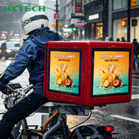 Boîtes de livraison de pizzas LED HXTECH, 3 côtés LED, boîte de livraison de nourriture étanche, prise en charge de la télécommande avec Wifi 4G