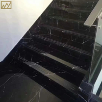 KINGS-WING Noir Marquina Marbre Grand Noir Plancher Escalier Carrelage Dalle Bureau Réception Comptoir Moderne Marbre