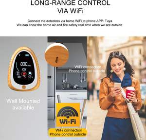 מחיר המפעל 5 ב 1 wifi טוויה גז גלאי פחמן חד חמצני גלאי אזעקת עשן - Product Image 5