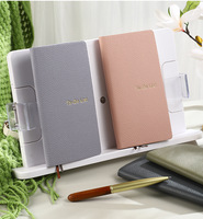 Carnet de poche A6 en cuir, couverture souple, reliure thermique, pages lignées mini, 100 feuilles, journal avec porte-stylo, cadeau