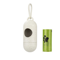 Vente en gros Distributeur de sacs à crottes de chien Distributeur de sacs à ordures en forme de capsule en paille de blé pour animaux de compagnie