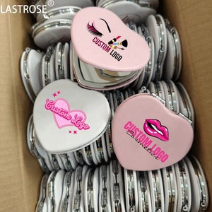 Private Label Pu кожа двухстороннее металлическое зеркало черное увеличительное Сердце ручка компактное зеркало - Product Image 5