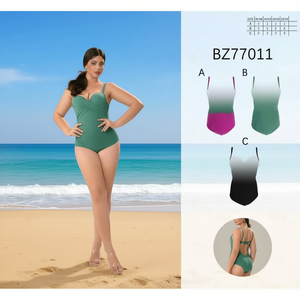 เอชดีเจ พลัสไซส์ชุดว่ายน้ำวันพีซแบบไขว้คอเอวสูงชุดว่ายน้ำสีทึบ BZ77011 - Product Image 4