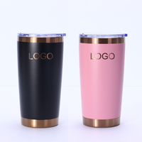 Gobelet isotherme en acier inoxydable plaqué or 20 oz avec bord doré, design personnalisé en cuivre, tasse à chocolat, bouteille d'eau