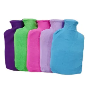 Customization Collapsible Hot Water Bottle Muti Color 2L Rubber Hot Water Bag With Cover For Pain Relief