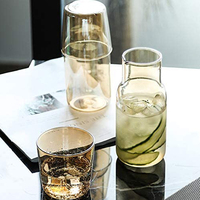 Ensemble de verres à vin, de tasses à thé, de bouilloire, de bouteille à boire, de carafe, de pichet en verre borosilicate avec couvercle, de tasses, couleur ambre chaud