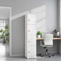 Armoire moderne à 4 portes en acier verrouillable, gain de place, portable, pour la maison et la chambre d'étudiant, avec un grand espace de rangement