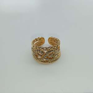 Anillos de Moda de Acero Inoxidable 316L con Baño de Oro PVD y Decoración de Diamantes de Imitación, Anillo Ajustable para Mujer, Accesorio de Joyería - Product Image 1