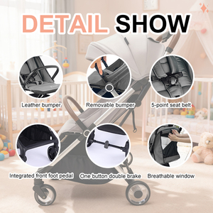 Poussette de voyage avec fonction de pliage à une main, design léger, pliage compact et réglage sur 3 niveaux, poussettes pour bébés - Product Image 4