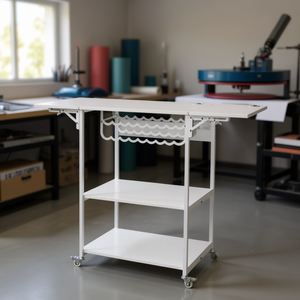 Soporte móvil de 3 niveles para máquina de prensado térmico, color blanco, con ruedas, para mesa de prensado térmico - Product Image 2