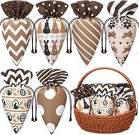 Sac de Pâques en velours motif lapin de dessin animé et carotte, sac à cordon à motif œuf pour les friandises et cadeaux de la maternelle