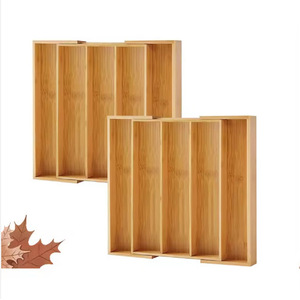 Bamboo <b>Drawer</b> Organizer Expandable Rectangular Single Tier Tableware <b>Storage</b> <b>Box</b> 33x15x85cm - Product Image 5