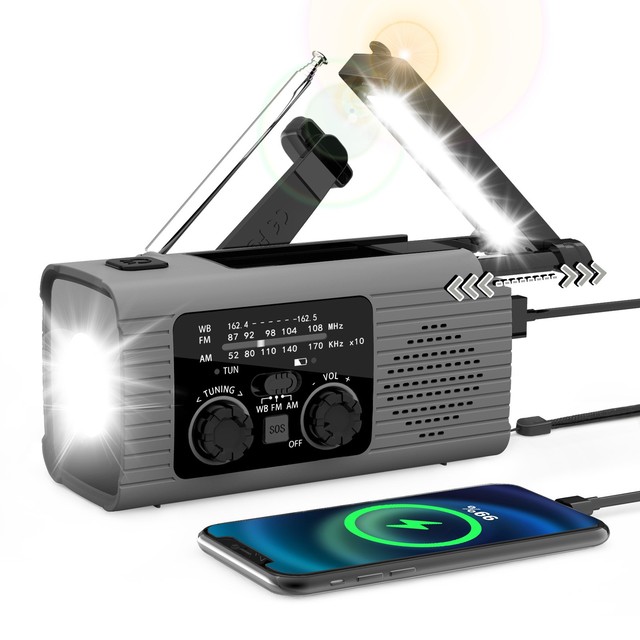 2026 Hand Crank Outdoor Camping Radio AM/FM, Portable Emergency Radio Solar Power with 10000 MAh Rechargeable Battery,