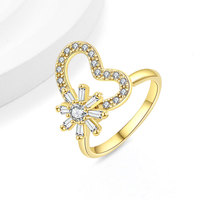 Nouvelle Bague Anti-Anxiété Tendance Plaqué Or 18K en Cuivre avec Cœur Rotatif