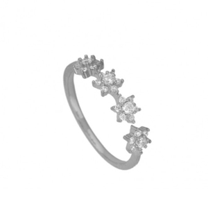 Anillo Abierto ROXI S925 de Plata de Ley con Diseño de Pétalos de Copo de Nieve y Diamantes, Extremadamente Lujoso - Product Image 3