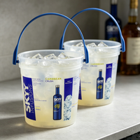 Ember Plastik 1000ml dengan Pegangan, Ember Koktail 32oz untuk Pesta, Ember Minuman Plastik Transparan yang Dapat Dikustomisasi dengan Tutup