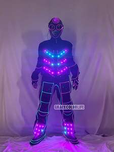 光ファイバーLEDストリップダンスコスチューム 電子発光ステージウェア ナイトクラブ バー パーティー用 蛍光ダンスウェア - Product Image 6