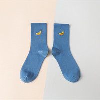 Chaussettes en coton brodées personnalisées de haute qualité pour femmes, couleurs OEM, motifs de fruits mignons