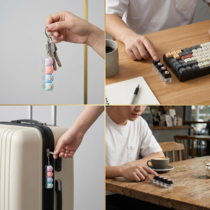 Testeur <span class=keywords><strong>de</strong></span> touches <span class=keywords><strong>de</strong></span> clavier mécanique en forme <span class=keywords><strong>de</strong></span> T <span class=keywords><strong>de</strong></span> haute qualité à 2/3/4 touches, 13 couleurs, sans lumière LED, avec porte-clés - Product Image 4