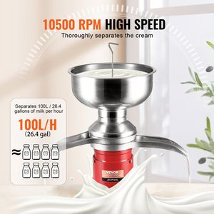 Separador de crema eléctrico de acero inoxidable 304, salida de 100L/H, 10500RPM, desnatador de leche de cabra, separador de crema de vaca, capacidad de tazón de 30W y 5L - Product Image 4