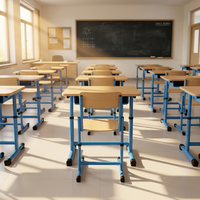 Table d'étude individuelle en bois pour la France, hauteur réglable, mobilier de salle de classe, ensemble table et chaise pour étudiant