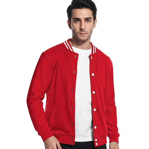 Blouson universitaire homme de première qualité, col montant décontracté en toile avec cuir respirant, personnalisable en gros (OEM) - Product Image 1