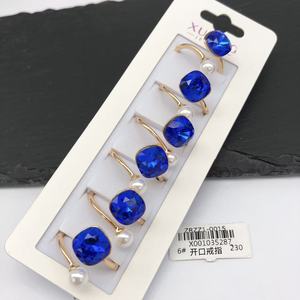 징징 슈핑 주얼리 인스 패션 멀티 컬러 18K 금도금 크리스탈 웨딩 파티 반지 하트 모양 라인스톤 여성용 선물 - Product Image 3