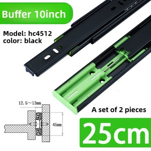 Dreiteilige HC4512 Kaltgewalzte Stahl-Schubladenschiene mit Verstärkter Geräuschdämpfung, Schwarze Stahlkugel-Führungsschiene im Großhandel - Product Image 6
