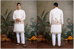 Nouveau style Koti exclusif pour hommes avec Kurta pour les fêtes et les occasions de mariage Ensemble Kurta traditionnel - Product Image 2