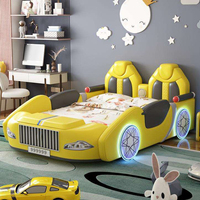 Hochwertiges Modernes Rotes Auto-förmiges Kinderbett mit Stauraum Gepolstertes Leder Weiches Bettgestell und Schutzgeländer