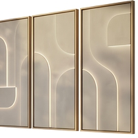 Art mural LED abstrait moderne, peinture texturée 3D encadrée, cadre en métal sable pour salon, chambre à coucher