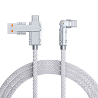 Kabel USB C 3 in 1, Kabel Pengisian Cepat 60W dengan Adaptor Pengisi Daya Multi Port, Kabel Pengisian Multi dengan Sambungan Siku Rotasi 540 Derajat