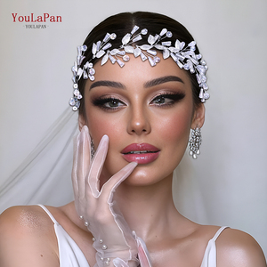 Diadema de Aleación Plateada con Hojas y Cristales, Accesorios Exquisitos para el Cabello de Novia, Tocado Ajustable, Guirnalda Floral para Niñas HP813 - Product Image 1