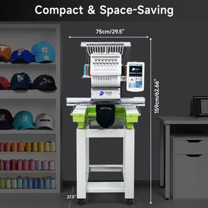 Máquina de bordado Digital FUJA Cabeza única 12 15 20 Agujas Máquina de bordado de cuero de sombrero computarizado - Product Image 3