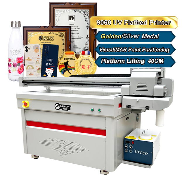 LETOP 90x60CM Automatic Multifunctional UV Inkjet Printer PVC Card Printer Machine Printing Plotter for ID Cards New Condition
