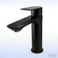 Évier en acier inoxydable 304 avec robinet à capteur à commande double et noyau en céramique, idéal pour les salles de bain d'hôtels et de maisons