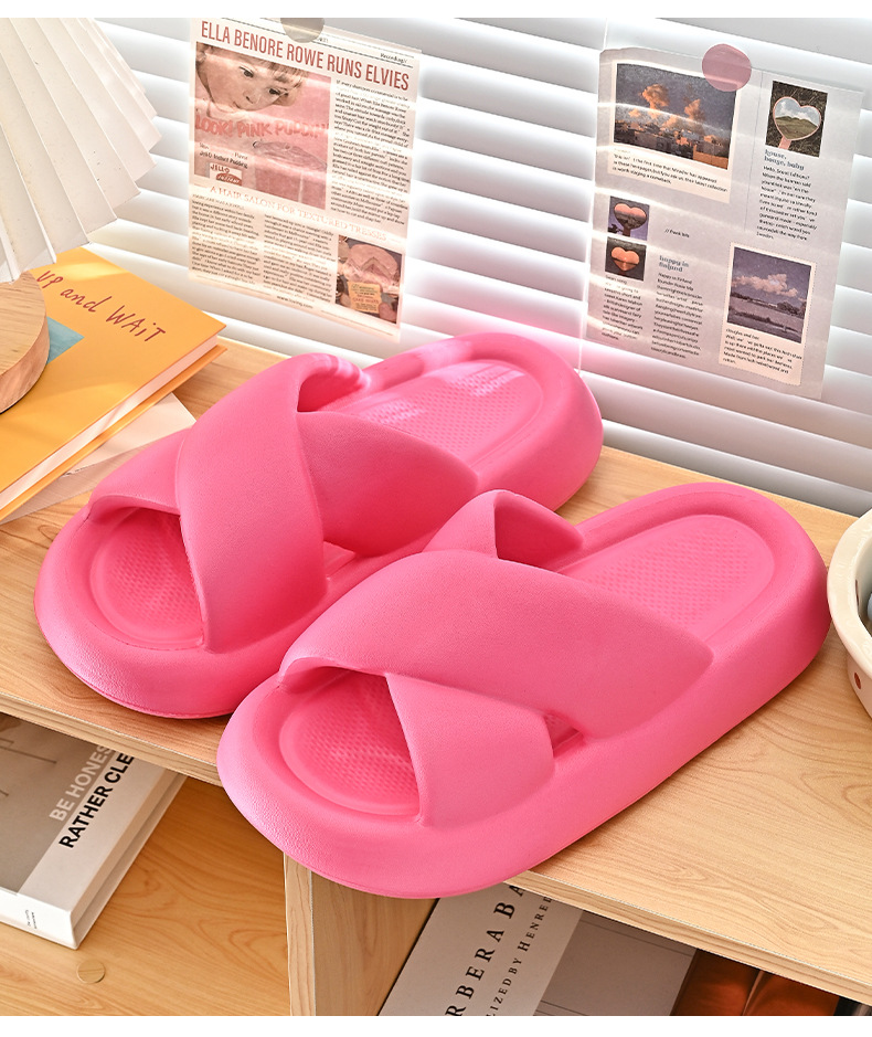 2023 Thick Bottoming Cross Strap EVA Candy Color Sandals Fashion Beach Slippers Womens Lady Slipper