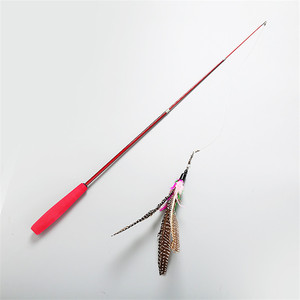 Wholesale Eco-Friendly Interactive Cat Toy Fiberglass & <b>EVA</b> Feathers Teaser Stretch Wand Stick with Bell - Product Image 5