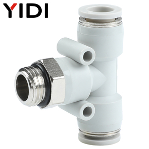 Raccord pneumatique YIDI <span class=keywords><strong>PB</strong></span>, connecteur de tuyau d'air à poussée, tube en laiton et plastique, raccord en T mâle avec joint torique G1/8-G1/2 4-12mm 1.5MPa - Product Image 4