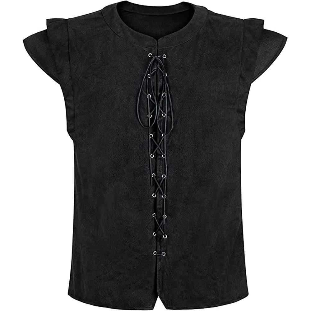 Black Suede Lace-Up Vest