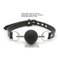 Silicone Ball Mouth Gag avec ceinture en cuir PU BDSM Expansion orale Oral Yoga Ball Sex Toys