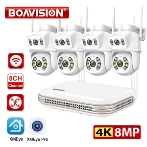 Wasserdichtes drahtloses 8MP HD-Doppel objektiv PTZ WIFI IP-Überwachungs kamerasystem für die Sicherheit zu Hause 4CH/8CH NVR Video H.265 CCTV-Kit