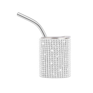 Mini vaso morado de 3 oz con pajita y tapa, vasos mini de doble pared con aislamiento al vacío, vaso de acero inoxidable con incrustaciones de diamantes. - Product Image 4