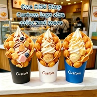 Gobelets à collation en papier rose de qualité alimentaire avec logo personnalisé, supports jetables à emporter pour gaufres bulles, frites, pop-corn et crème glacée