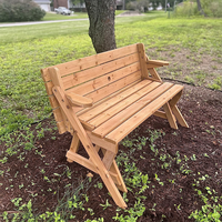 Banc de jardin convertible 2-en-1 pour pique-nique, pliable, en bois, gain de place, couleur personnalisable pour jardin et camping